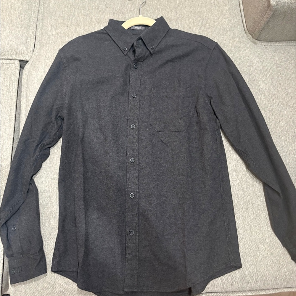 2 Eddie Bauer Men's Button Down Shirts (Black & Grey)